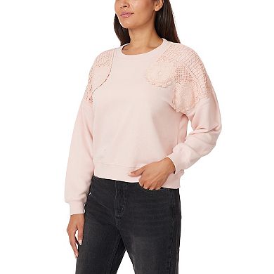Women's C&C California Crochet Detail Daisy Pullover