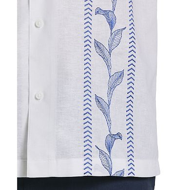 Men's Cubavera Short Sleeve Leaves Panel Embroidery Shirt