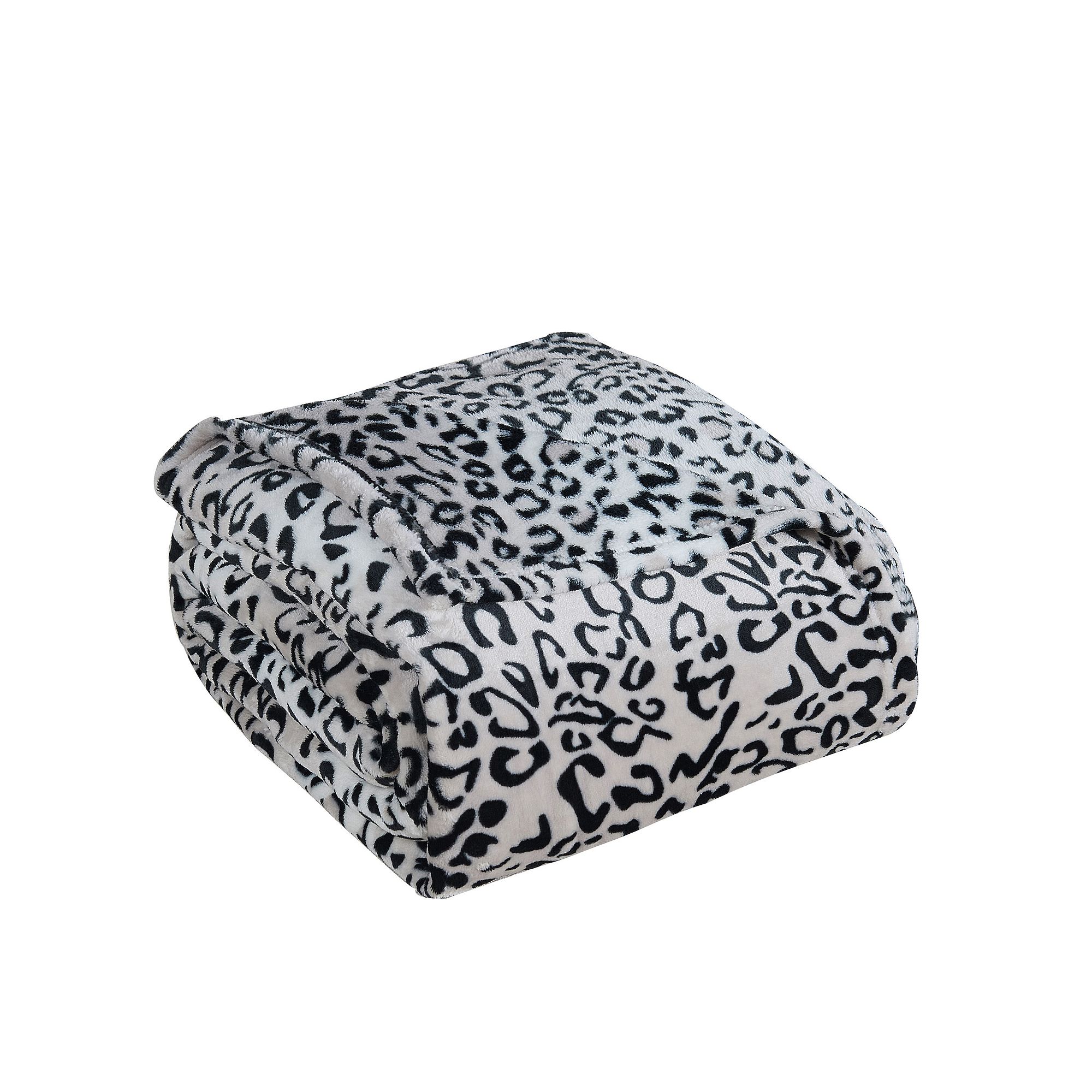 Home Soft Things Animal Print Flannel Fleece Blanket, Black With Leopard