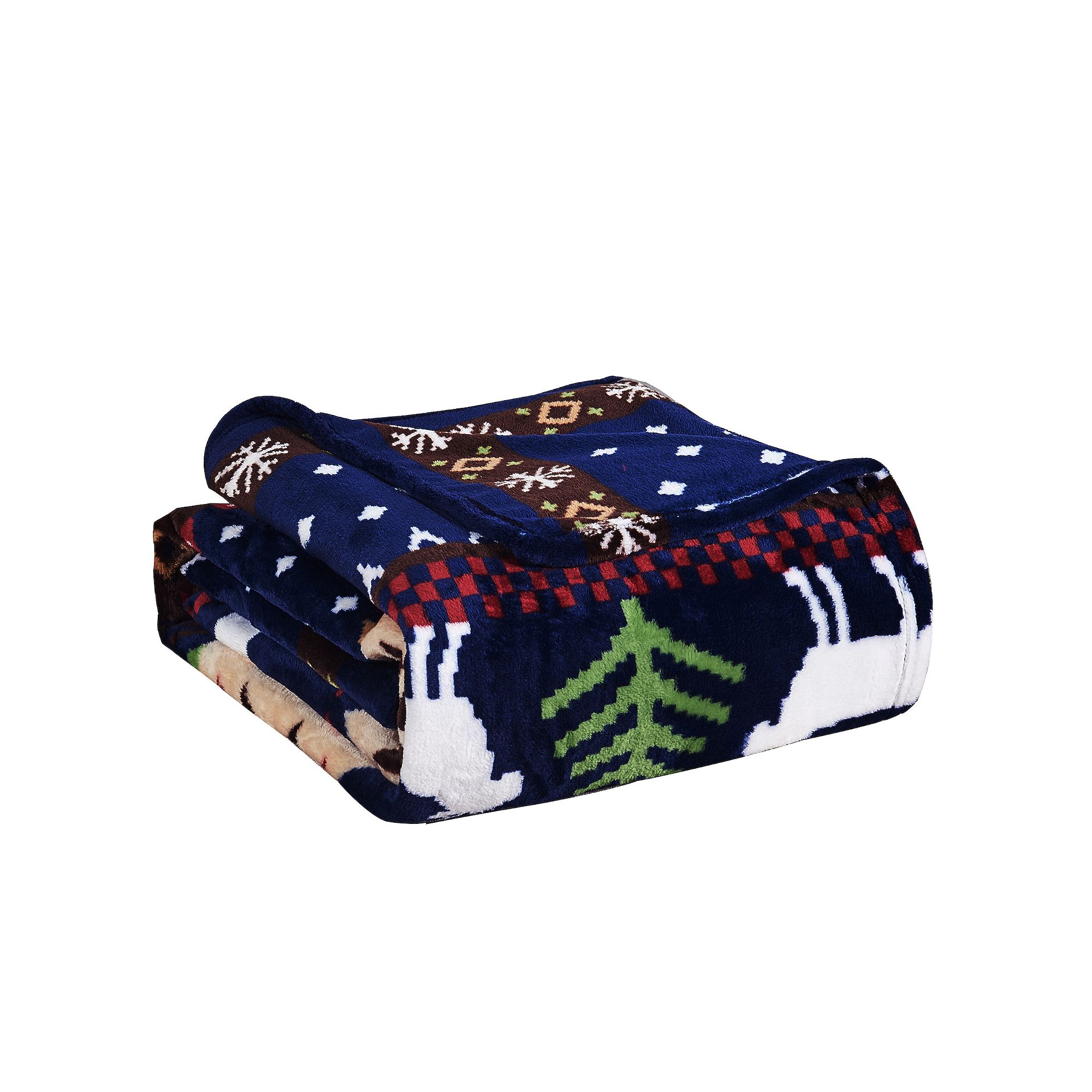 Home Soft Things Christmas Printed Flannel Fleece Blanket, Blue