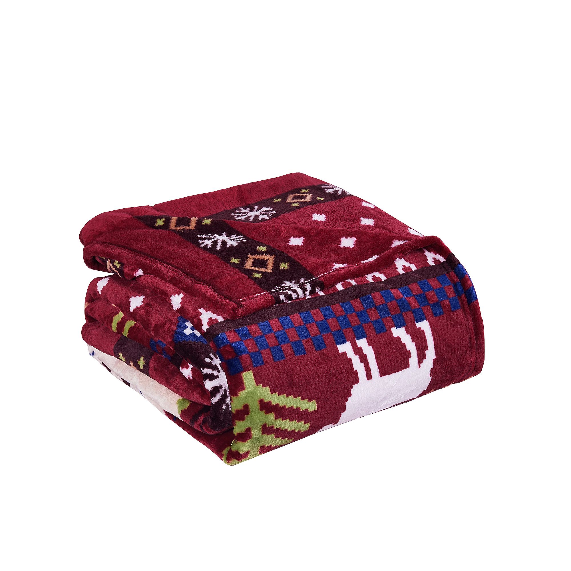 Home Soft Things Christmas Printed Flannel Fleece Blanket, Red