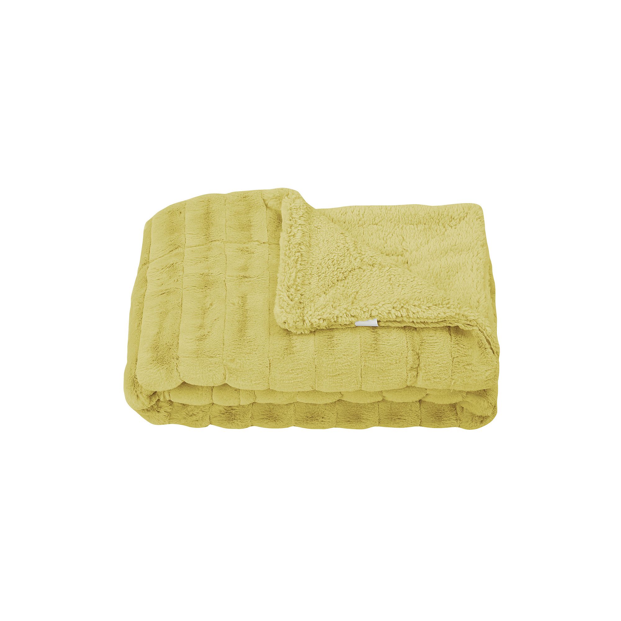 Home Soft Things Super Mink Faux Fur Throw Blanket, Jojoba Yellow