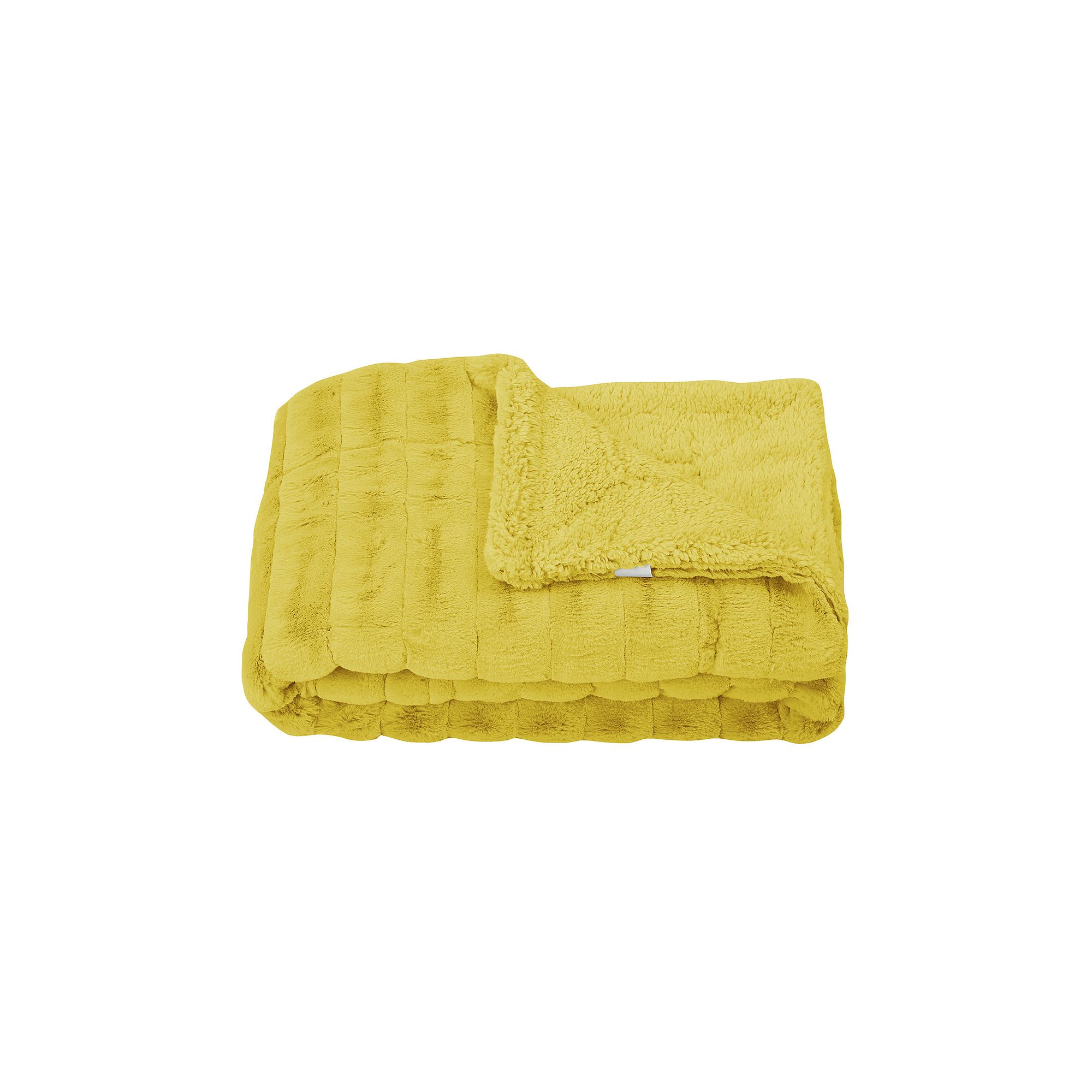 Home Soft Things Super Mink Faux Fur Throw Blanket, Yellow Curry