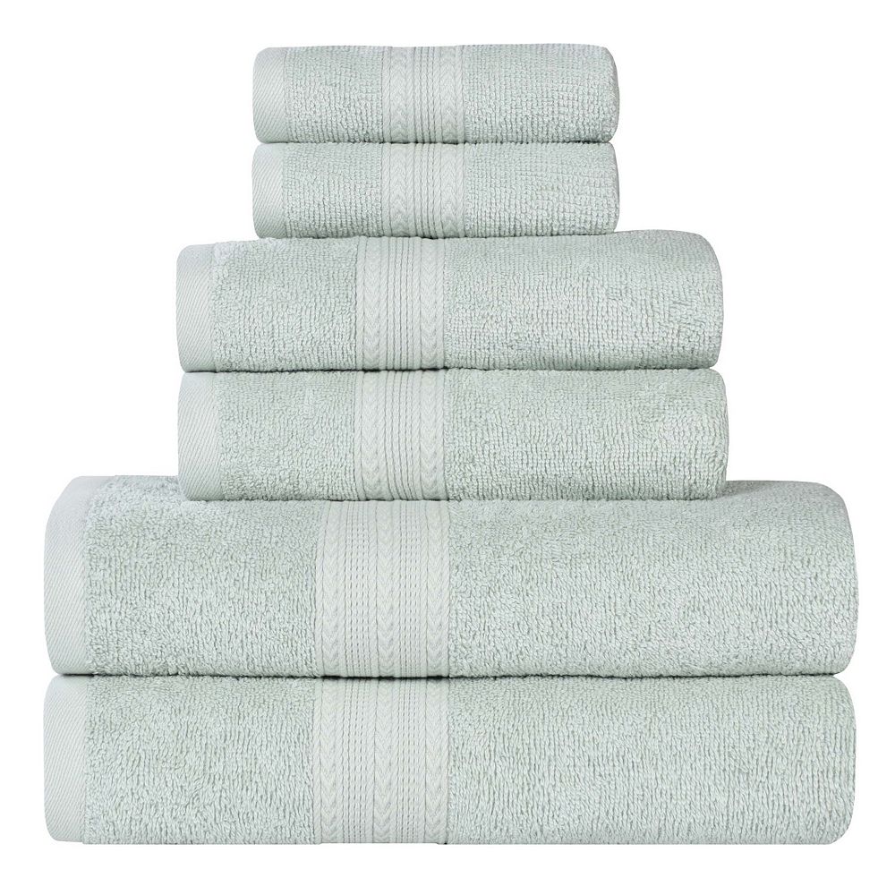 SUPERIOR Cotton 6-Piece Absorbent Solid Towel Set - Aquamarine