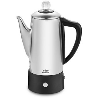 Elite Cuisine 6 cup Cordless Electric Coffee Percolator, Stainless Steel