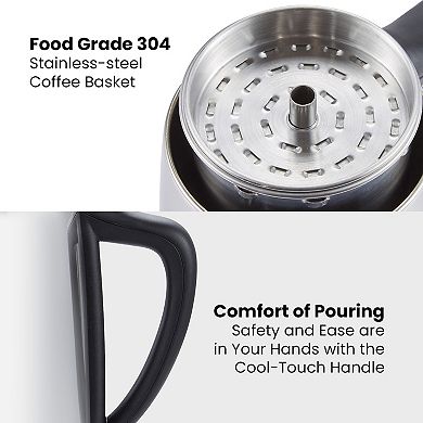 Elite Cuisine 6-Cup Cordless Electric Coffee Percolator, Stainless Steel