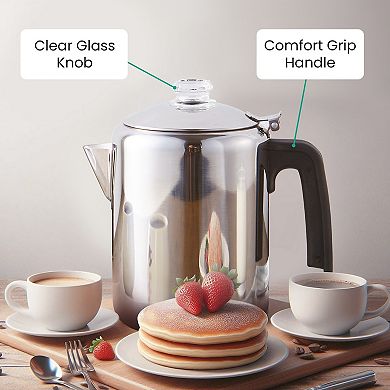 Elite Cuisine 8-Cup Stainless Steel Classic Stovetop Coffee Percolator