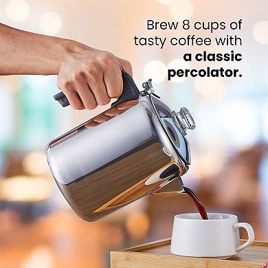 Elite Cuisine 8-Cup Stainless Steel Classic Stovetop Coffee Percolator