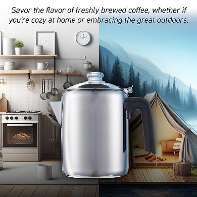 Elite Cuisine 8-Cup Stainless Steel Classic Stovetop Coffee Percolator