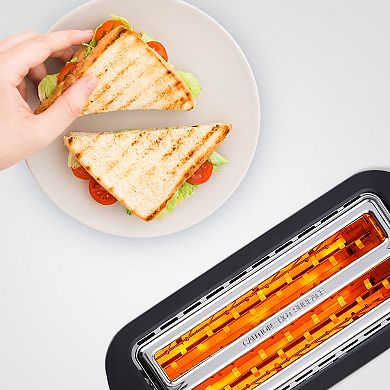 Elite Cuisine Stainless Steel 4 Slice Touch Screen Long Slot Toaster with Bagel Function