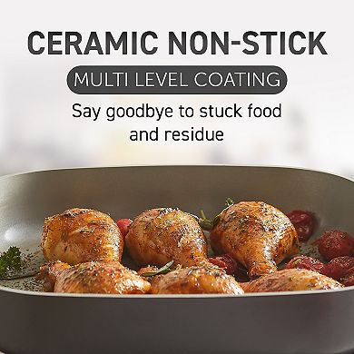 Elite Cuisine 12" Ceramic Electric Skillet with Tempered Glass Lid