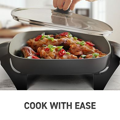 Elite Cuisine 12" Ceramic Electric Skillet with Tempered Glass Lid