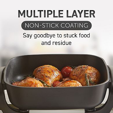 Elite Cuisine 8" Non-stick Electric Skillet with Tempered Glass Vented Lid