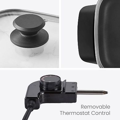 Elite Cuisine 8" Non-stick Electric Skillet with Tempered Glass Vented Lid