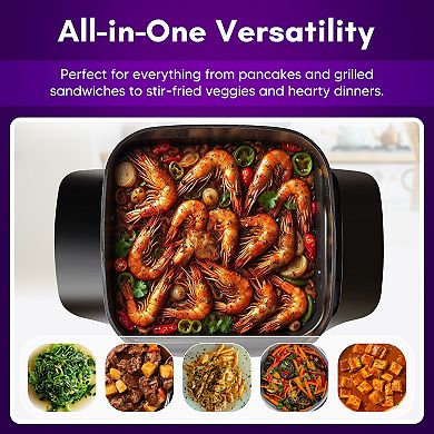 Elite Cuisine 8" Non-stick Electric Skillet with Tempered Glass Vented Lid