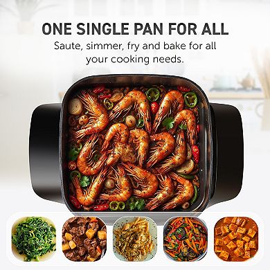 Elite Cuisine 8" Non-stick Electric Skillet with Tempered Glass Vented Lid