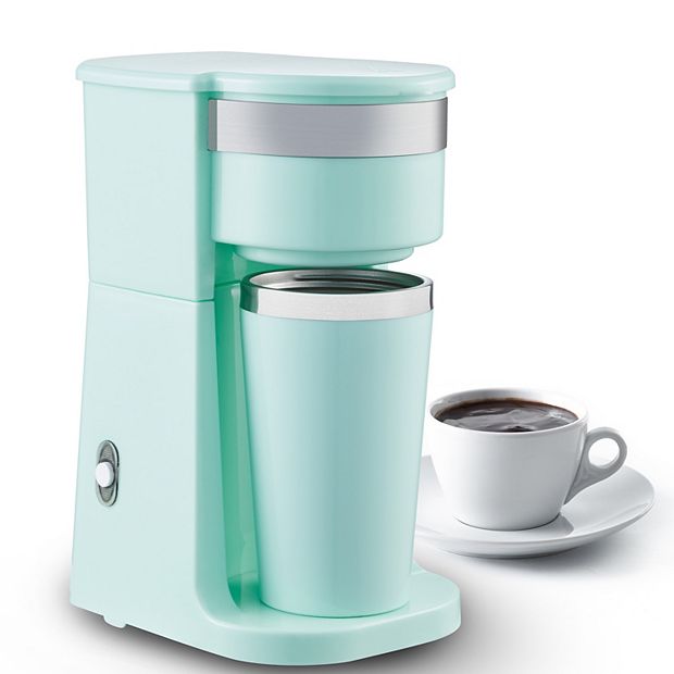 Elite Cuisine Personal Coffee Maker w/ Travel M ug,Mint