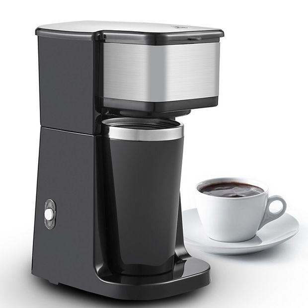 Elite Cuisine Single Serve Personal Coffee Maker with Stainless Steel Travel Mug none 14 oz