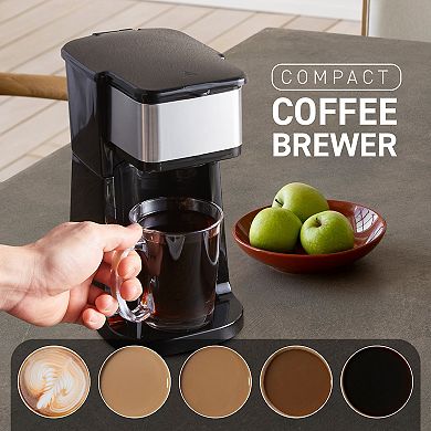 Elite Cuisine Single Serve Personal Coffee Maker with Stainless Steel Travel Mug