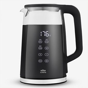 Elite Cuisine 1.8-qt Double Wall Cool Touch Glass Digital Tea Kettle, Keep Warm