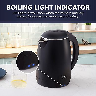 Elite Cuisine 1.8Qt. Cool-Touch Electric Kettle with Stainless Steel Interior