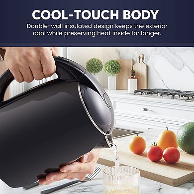 Elite Cuisine 1.8Qt. Cool-Touch Electric Kettle with Stainless Steel Interior