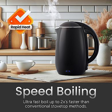 Elite Cuisine 1.8Qt. Cool-Touch Electric Kettle with Stainless Steel Interior