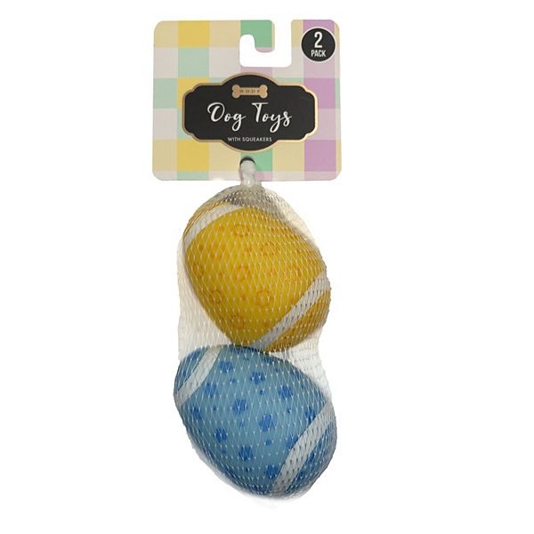 Woof 2-Pack Vinyl Egg Dog Toys - Blue