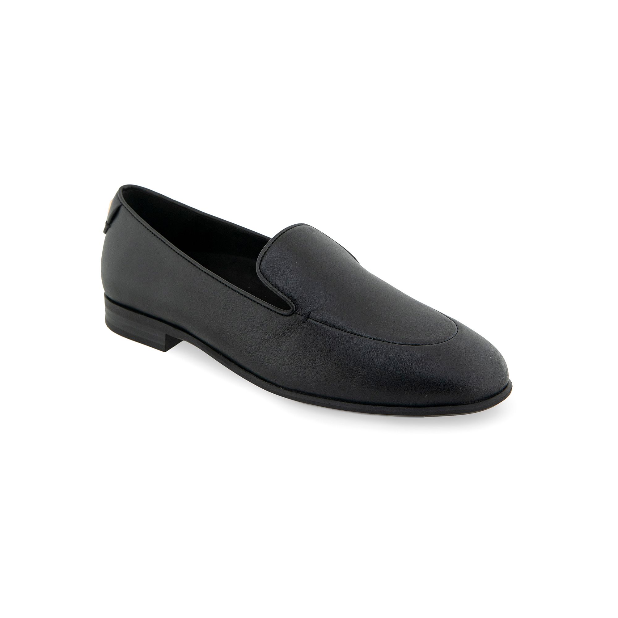 Aerosoles Wells Womens Leather Loafers, Size: 6.5, Black Shiny Leather