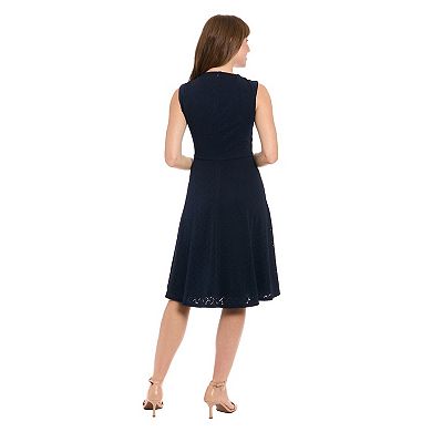 Women's London Times V-Neck Side Buckle Fit & Flare Dress