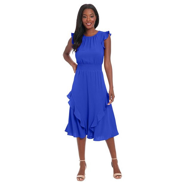 knee length dresses for ladies Weller Ruffle Ruched Midi Dress – Bella Chix Co