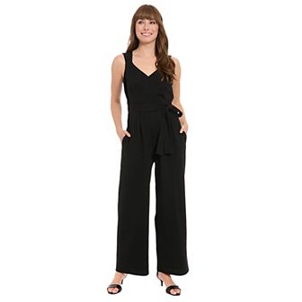 Women's London Times Sleeveless Belted Jumpsuit