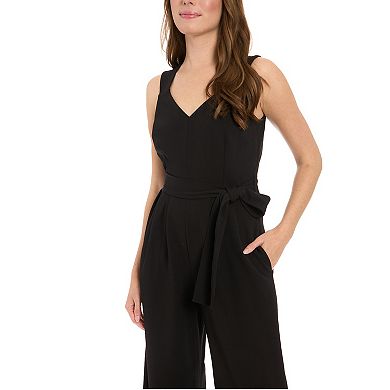 Women's London Times Sleeveless Belted Jumpsuit