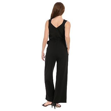 Women's London Times Sleeveless Belted Jumpsuit
