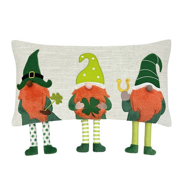 Celebrate Together St. Patrick's Day St. Pats 3 Leprechauns Pillow - Kelly Green