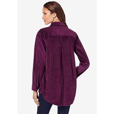 Roaman's Women's Plus Size Corduroy Button-Front Shirt