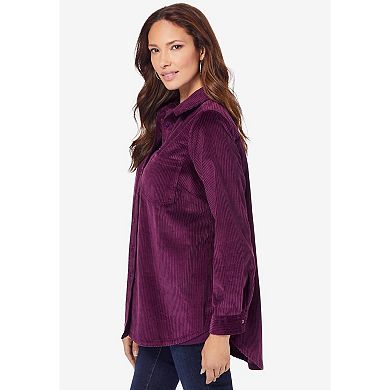 Roaman's Women's Plus Size Corduroy Button-Front Shirt