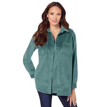 Roaman's Women's Plus Size Corduroy Button-Front Shirt