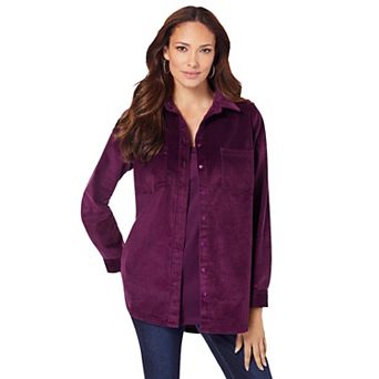Roaman's Women's Plus Size Corduroy Button-Front Shirt