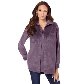 Roaman's Women's Plus Size Corduroy Button-Front Shirt