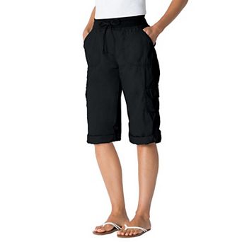 Woman Within Plus Size Petite Convertible Length Cargo Capri/Bermuda