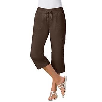 Woman Within Plus Size Petite Convertible Length Cargo Capri/Bermuda