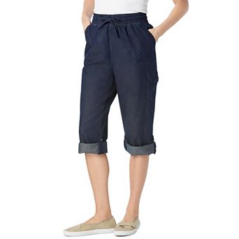 Woman Within Plus Size Petite Convertible Length Cargo Capri/Bermuda