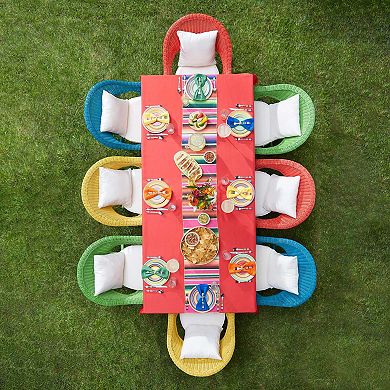 BrylaneHome 16 Piece Santa Fe Hand-Painted Striped Stoneware Dinnerware Set