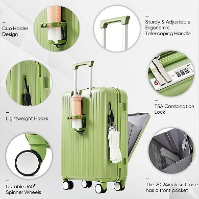 Merax Front Opening 20-inch Carry-on Luggage With Expandable Travel Bag Set