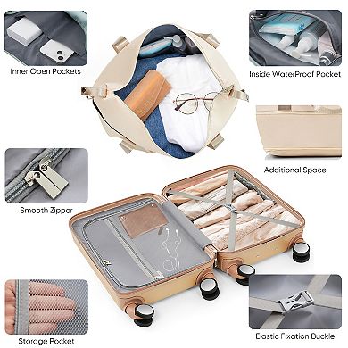 Merax Front Opening 20-inch Carry-on Luggage With Expandable Travel Bag Set