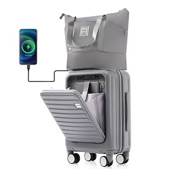 Merax Front Opening 20-inch Carry-on Luggage With Expandable Travel Bag Set