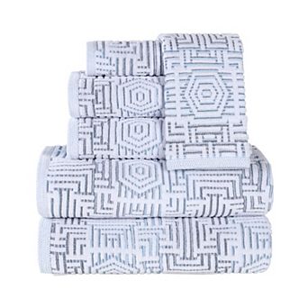 SUPERIOR 6 pc Cotton Geometric Jacquard Plush Absorbent Towel Set