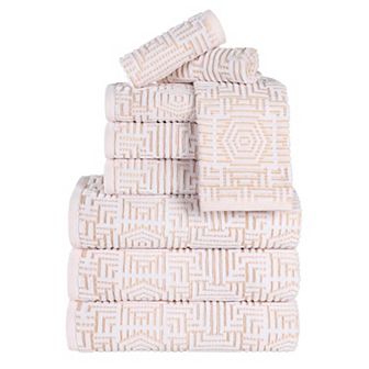 SUPERIOR 9 pc Cotton Geometric Jacquard Plush Absorbent Towel Set