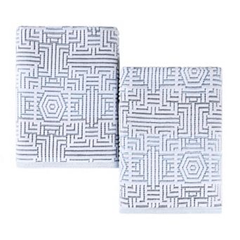 SUPERIOR 3-Peice Cotton Geometric Jacquard Plush Absorbent Bath Towel Set